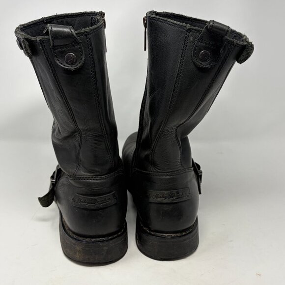 Harley Davidson men\'s moto boots 11.5 biker black leather zipper buckle main image 11